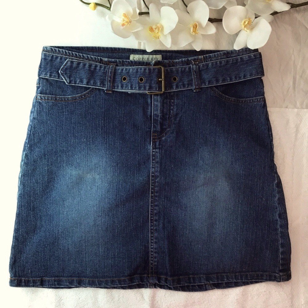 #0042 l# Fashion Women's Blue jean mini skirt with belt